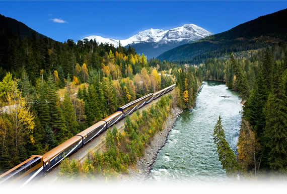 Rocky Mountaineer headed towards the horizon